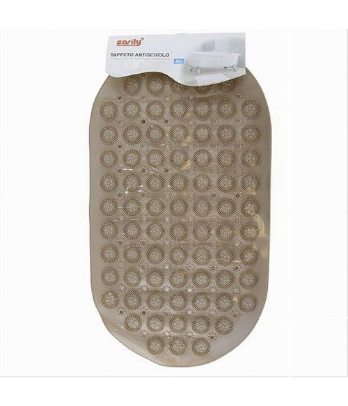 Tappeto Tappetino Pvc Antiscivolo Ovale Vasca Bagno Doccia Beige 68 X 37cm 87229