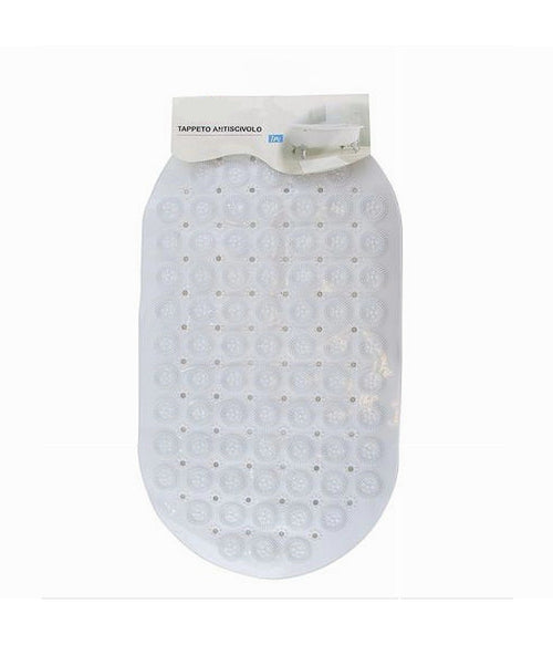 Tappeto Tappetino Pvc Antiscivolo Ovale Vasca Bagno Doccia Bianco 68x37 Cm 87228
