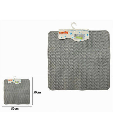 Tappeto Tappetino Pvc Antiscivolo Vasca Bagno Doccia Quadro Grigio 50x50cm 59318