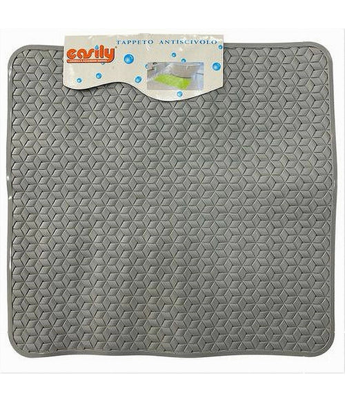Tappeto Tappetino Pvc Antiscivolo Vasca Bagno Doccia Quadro Grigio 50x50cm 59318