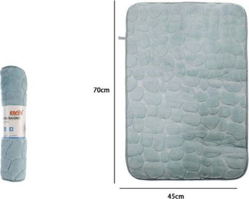 Tappeto-Tappetino-Tessuto-Effetto-Sassi-Per-Arredo-Bagno-45-X-70cm-79931-Azzurro