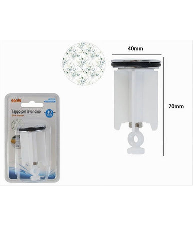 Tappo Lavandino Bagno Lavabo Bidet Universale 40mm Con Motivo Fiori Foglie 87279