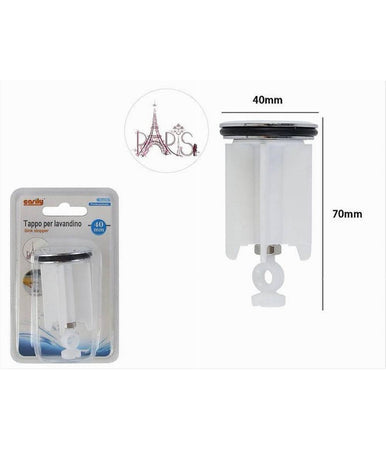 Tappo Lavandino Bagno Lavabo Bidet Universale 40mm Motivo Con Scritta Paris 87276