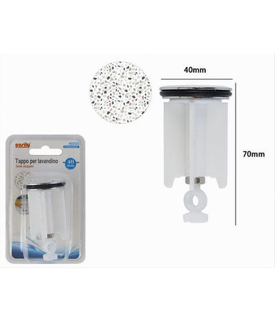 Tappo Lavandino Bagno Lavabo Universale 40 Mm Motivo Graniglia Multicolore 87275