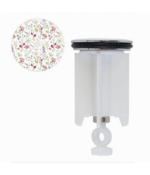 Tappo Per Lavandino Bagno Lavabo Bidet Universale 40 Mm Con Motivo Fiori 87272