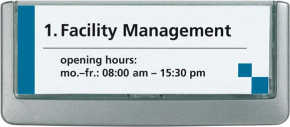 Targa per porte-pareti Click Sign - 14 9x5 3 cm - Durable Cancelleria e prodotti per ufficio/Archivio ufficio e accessori per scrivania/Lavagne e bacheche/Bacheche messaggi e insegne Eurocartuccia - Pavullo, Commerciovirtuoso.it