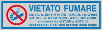 Targhetta adesiva - VIETATO FUMARE (con normativa) - 165x50 mm - Cartelli Segnalatori [multipack] 10 pezzi Fai da te/Ferramenta/Numeri civici targhe e cartelli/Targhe per il nome Eurocartuccia - Pavullo, Commerciovirtuoso.it