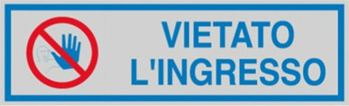 Targhetta adesiva - VIETATO L'INGRESSO - 165x50 mm - Cartelli Segnalatori [multipack] 10 pezzi Fai da te/Ferramenta/Numeri civici targhe e cartelli/Targhe per il nome Eurocartuccia - Pavullo, Commerciovirtuoso.it
