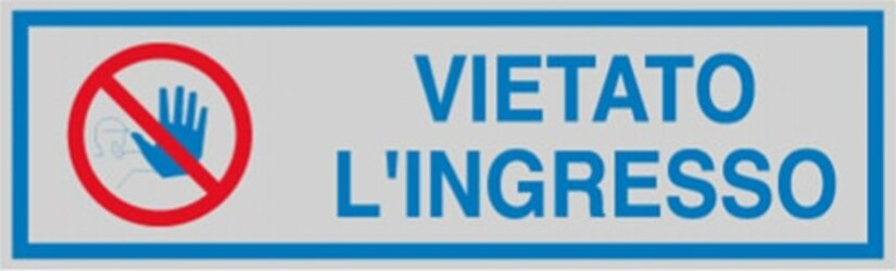 Targhetta adesiva - VIETATO L'INGRESSO - 165x50 mm - Cartelli Segnalatori [multipack] 10 pezzi Fai da te/Ferramenta/Numeri civici targhe e cartelli/Targhe per il nome Eurocartuccia - Pavullo, Commerciovirtuoso.it