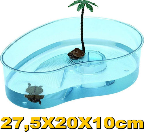 Tartarughiera Trasparente Con Palma 27,5x20x10cm Acquario Vasca Per Tartarughe Prodotti per animali domestici/Rettili e anfibi/Terrari Trade Shop italia - Napoli, Commerciovirtuoso.it