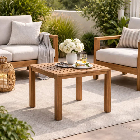 Tavolino "Danubio" in legno di acacia FSC, gambe da assemblare - 47 x 47 x 41 cm