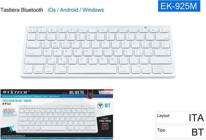 Tastiera Bluetooth Keyboard Per Pc Tablet Android Windows Layout Italiano Ek925m Informatica e Videogiochi > Accessori PC > Mouse e Tastiere PC Trade Shop italia - Napoli, Commerciovirtuoso.it