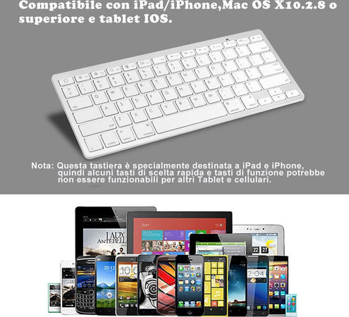 Tastiera Bluetooth Per Pc Samsung Smartphone Apple Tablet Ipad Wireless Keyboard Elettronica/Informatica/Accessori/Tastiere Mouse e periferiche di input/Tastiere Trade Shop italia - Napoli, Commerciovirtuoso.it
