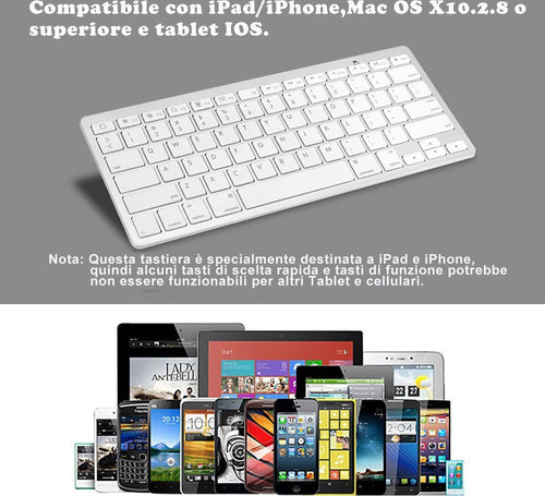 Tastiera Bluetooth Per Pc Samsung Smartphone Apple Tablet Ipad Wireless Keyboard Elettronica/Informatica/Accessori/Tastiere Mouse e periferiche di input/Tastiere Trade Shop italia - Napoli, Commerciovirtuoso.it