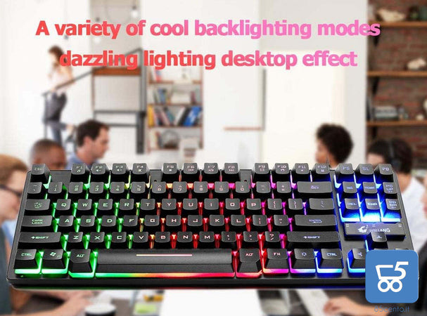 Tastiera Meccanica Cablata USB da Gaming Retroilluminata QUERTY 87 Tasti RGB K16 Layout inglese Fornita di Labels ITALIANI