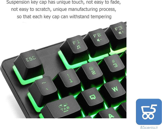 Tastiera Meccanica Cablata USB da Gaming Retroilluminata QUERTY 87 Tasti RGB K16 Layout inglese Fornita di Labels ITALIANI