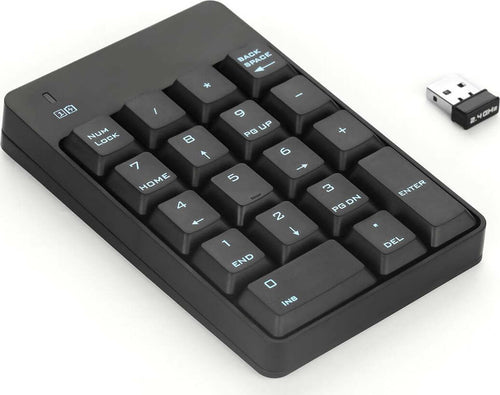 Tastiera numerica Wireless Tastierino numerico Portatile 18 Tasti con Mini Ricevitore USB 2.4G per Notebook Laptop, Desktop, Surface PRO, PC - Nero