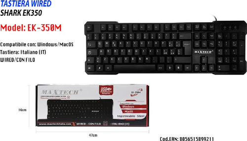 Tastiera Per Pc Computer Usb Con Cavo Impermeabile Windows Maxtech Ek-350m Informatica e Videogiochi > Accessori PC > Mouse e Tastiere PC Trade Shop italia - Napoli, Commerciovirtuoso.it