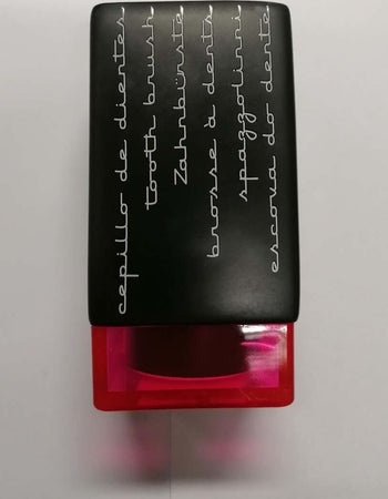 TATAY---PORTASPAZZOLINO-IN-CERAMICA-NERA-E-PVC-FUCSIA