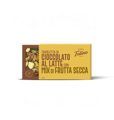 Tavoletta di Cioccolato al Latte con Mix di Frutta Secca 120gr