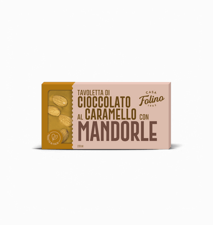 Tavoletta di Cioccolato al Caramello con Mandorle 120gr