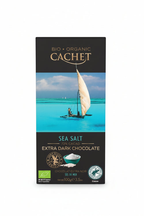 Tavoletta di Cioccolato Belga Bio Cachet Extra Fondente 72% con Sale 100g rain forrest alliance certified
