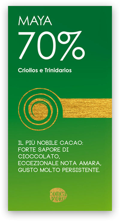 Tavoletta di Cioccolato Maya Cacao Puro al 70% Tavoletta 100gr. Criollos e Trinidarios Cioccolata Prima Qualità Alimentari e cura della casa/Snack dolci e salati/Cioccolata/Barrette/Tavolette Conca d’Oro - Campiglia Marittima, Commerciovirtuoso.it