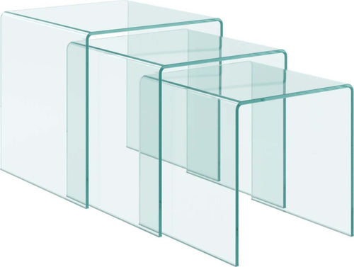 Tavolini fissi, in vetro trasparente, per arredamento interni kit da 3 Casa e cucina/Arredamento/Studio/Mobiletti e credenze/Credenze Decor Space - Altamura, Commerciovirtuoso.it