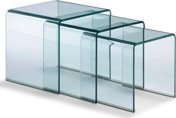 Tavolini fissi, in vetro trasparente, per arredamento interni kit da 3 Casa e cucina/Arredamento/Studio/Mobiletti e credenze/Credenze Decor Space - Altamura, Commerciovirtuoso.it