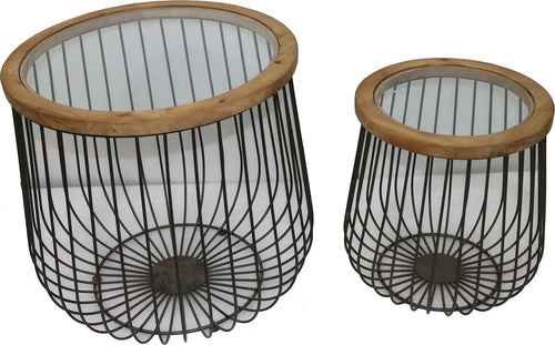Tavolini in Legno E Vetro per Arredamento Interno Ed Esterno, Set Da 2 Casa e cucina/Arredamento/Soggiorno/Tavoli e tavolini/Console e tavoli da divano Decor Space - Altamura, Commerciovirtuoso.it