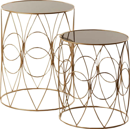 Tavolini oro rotondi in vetro e metallo per arredamento set 2 pezzi Casa e cucina/Arredamento/Soggiorno/Tavoli e tavolini/Console e tavoli da divano Decor Space - Altamura, Commerciovirtuoso.it