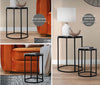 Set 2 Tavolini da salotto moderno in metallo con piano effetto marmo