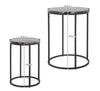 Set 2 Tavolini da salotto moderno in metallo con piano effetto marmo