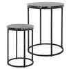 Set 2 Tavolini da salotto moderno in metallo con piano effetto marmo