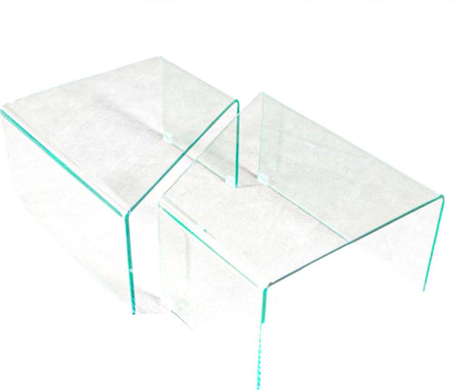 Tavolino componibile, in vetro trasparente, per arredamento interni Casa e cucina/Arredamento/Studio/Mobiletti e credenze/Credenze Decor Space - Altamura, Commerciovirtuoso.it