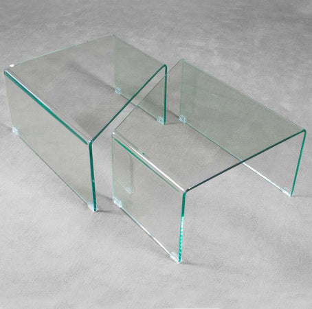 Tavolino componibile, in vetro trasparente, per arredamento interni Casa e cucina/Arredamento/Studio/Mobiletti e credenze/Credenze Decor Space - Altamura, Commerciovirtuoso.it