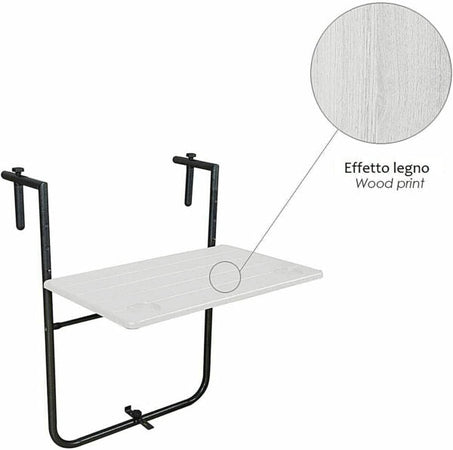 Tavolo richiudibile da balcone in acciaio piano in HDPE bianco per esterni
