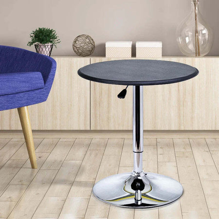 Tavolino-da-Bar-Cromato,-Tavolo-Rotondo-Regolabile-in-Altezza-con-Sistema-Lift-Up,-Piano-Rotondo-Girevole-360°-Φ63x67-93cm-JK902-0071LK9