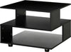 Tavolino-da-Caffè-Asimmetrico-in-Legno-con-Ripiani-e-Piedini-Regolabili,-60x60x45cm,-Nero-GY4839-248BKGY4