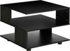 Tavolino-da-Caffè-Asimmetrico-in-Legno-con-Ripiani-e-Piedini-Regolabili,-60x60x45cm,-Nero-GY4839-248BKGY4