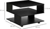 Tavolino-da-Caffè-Asimmetrico-in-Legno-con-Ripiani-e-Piedini-Regolabili,-60x60x45cm,-Nero-GY4839-248BKGY4