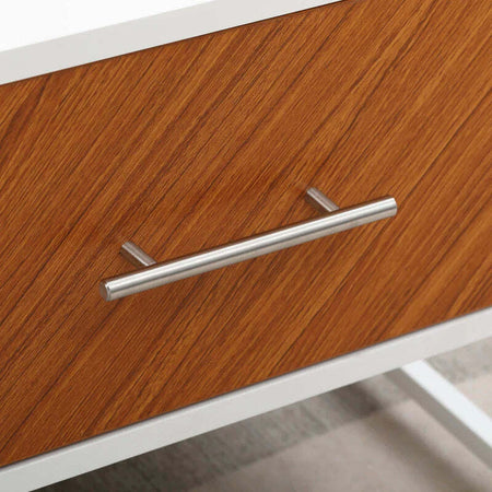 Tavolino-da-Caffè-con-2-Cassetti-e-Vano-Aperto-in-Legno-e-Metallo,-100x50x40cm,-Bianco-e-Marrone-ST4839-251ST4