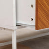 Tavolino-da-Caffè-con-2-Cassetti-e-Vano-Aperto-in-Legno-e-Metallo,-100x50x40cm,-Bianco-e-Marrone-ST4839-251ST4