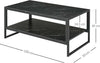 Tavolino-da-Caffè-Nero-Effetto-Marmo-con-Ripiano-Inferiore,-per-Soggiorno-o-Ufficio,-106x50x45cm-FT2833-821BK