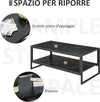Tavolino-da-Caffè-Nero-Effetto-Marmo-con-Ripiano-Inferiore,-per-Soggiorno-o-Ufficio,-106x50x45cm-FT2833-821BK