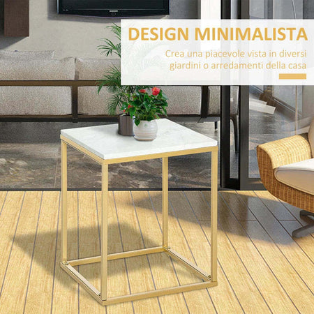 Tavolino-da-Caffè-per-Casa-e-Giardino-in-Metallo-con-Effetto-Marmo,-40x40x50cm,-Oro-PF584B-834GDPF5