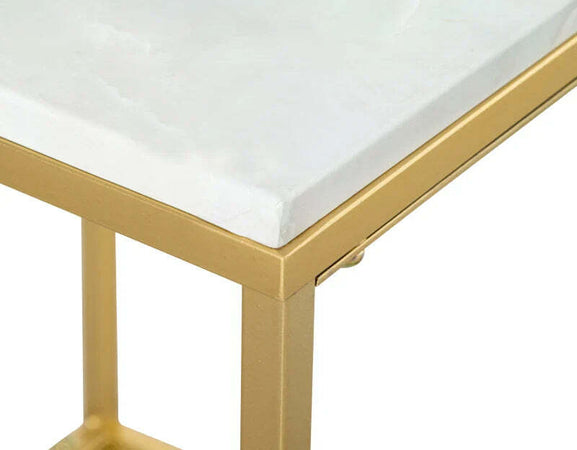 Tavolino-da-Caffè-per-Casa-e-Giardino-in-Metallo-con-Effetto-Marmo,-40x40x50cm,-Oro-PF584B-834GDPF5
