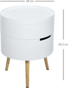 Tavolino-da-Caffè-Rotondo,-3-Elementi-con-Apertura-a-Rotazione,-Vassoio-Rimovibile,-in-Legno-Bianco,-Φ38-x-48.3cm-VT9833-874VT9