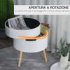 Tavolino-da-Caffè-Rotondo,-3-Elementi-con-Apertura-a-Rotazione,-Vassoio-Rimovibile,-in-Legno-Bianco,-Φ38-x-48.3cm-VT9833-874VT9