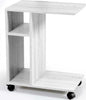Tavolino-da-Caffe-Porta-Pc-Laterale-Divano-Letto-con-Libreria-e-Ruote-Bianco